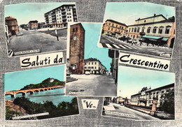 9723" SALUTI DA CRESCENTINO" 5 VEDUTE-VERA FOTO-CARTOLINA SPEDITA 1969 - Souvenir De...