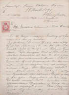 1891. DANMARK. Document Related To The Distribution Of Inheritance On 20 Handwritten ... () - JF367114 - Fiscale Zegels