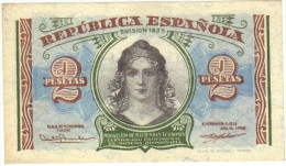 BILLETE DE ESPAÑA DE 2 PTAS DEL AÑO 1938 SERIE A REPUBLICA ESPAÑOLA - 1-2 Pesetas