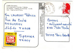 Direction Générale Des TELECOM 14 CAEN Carte Postale 2,20 F Liberté Rouge Yv 2376 Ob 18 9 1986 - Handstempel
