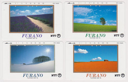 LOT De 4 TC JAPON / NTT 431-023 431-024 431-025 & 431-26 - Série Paysage FURANO / Fleur Lavande - JAPAN Phonecards - Landscapes