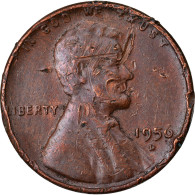 Monnaie, États-Unis, Lincoln Cent, Cent, 1956, U.S. Mint, Denver, TB, Laiton - 1909-1958: Lincoln, Wheat Ears Reverse