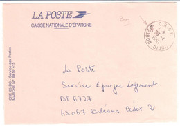 C.R.S.F. 21900 DIJON Lettre En Franchise Entête La Poste C N E Ob 30 4 1992 - Handstempels