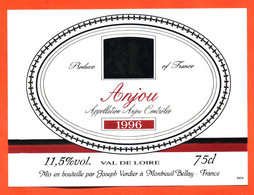 étiquette De Vin D'anjou Rouge 1996 Joseph Verdier à Montreuil Bellay  "  75 Cl - Vin De Pays D'Oc