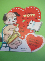 Saint Valentin/ Petite Carte Humoristique Avec Chiot Jouant Du Saxophone/USA/1963   STVAL3 - Altri & Non Classificati