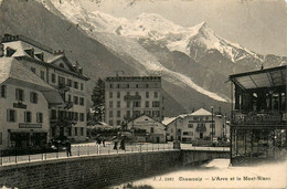 Chamonix * L'arve Et Le Mont Blanc * Café De La Terrasse * Café De Saussure * Hôtel De La Poste - Chamonix-Mont-Blanc