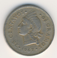 DOMINICANA 1967: 25 Centavos, KM 20a - Dominicaine