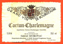étiquette De Vin De Corton Charlemagne Gabriel Muskovac à Pernand Vergelesses "  75 Cl - Beaujolais