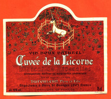 étiquette De Vin Doux Naturel Muscat De Rivesaltes Cuvée De La Licorne Dufouleur à Nuits Saint Georges "  75 Cl - Vin De Pays D'Oc