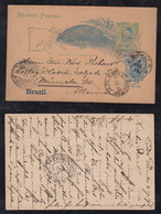 Brazil Brasil 1895 Uprated Stationery Postcard SAO PAULO To MÜNSTER Germany AMBULANTE CACHOEIRA Railway Postmark - Covers & Documents