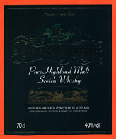 étiquette De Scotch Whisky D'écosse Pure Malt 12 Ans D'age Clydesdale à Edimbourg "  70 Cl - Whisky