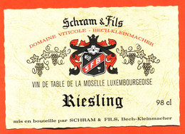 étiquette De Vin De Moselle Luxembourgeoise Riesling Schram Et Fils à Bech Kleinmacher - 98 Cl - Vin De Pays D'Oc
