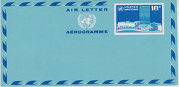 United Nations-1975 Unused 18 Cents Blue On Blue Air Letter - Storia Postale