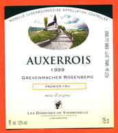 étiquette De Vin De Moselle Luxembourgeoise Auxerrois 1999 Grevenmacher Resenberg Domaines De Vinsmoselle - 75 Cl - Vin De Pays D'Oc