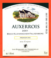 étiquette De Vin De Moselle Luxembourgeoise Auxerrois 2001 Bech Kleinmacher Falkenberg Domaines De Vinsmoselle - 75 Cl - Vin De Pays D'Oc