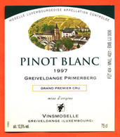 étiquette De Vin De Moselle Luxembourgeoise Pinot Blanc 1997 Greiveldange Primerberg Domaines De Vinsmoselle - 75 Cl - Vin De Pays D'Oc