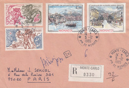 LETTRE RECOMMANDÉ MONTE-CARLO POUR PARIS. AFFRANCHISSEMENT PHILLATELIQUE - Cartas & Documentos