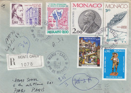 LETTRE RECOMMANDÉ MONTE-CARLO POUR PARIS. AFFRANCHISSEMENT PHILLATELIQUE - Covers & Documents