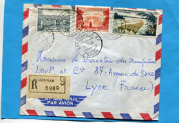 Marcophilie-*A E F-Congo-Lettre-REC-France-cad 1960-BRAZZA-3stamps A E F A58 Flottage Du Bois+234-5 - Autres & Non Classés