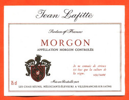 étiquette De Vin De Morgon Jean Lafitte à Villefranche Sur Saone - 75 Cl - Beaujolais