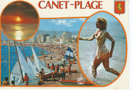 CPM - 66 - CANET-PLAGE  - La Plage , Fille Nue , Animation -   TBE - - Canet En Roussillon