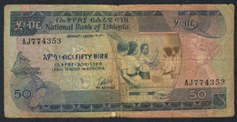 ETHIOPIA P33b 50 BIRR  1976 #AJ Signature 3 KIDAN      VG - Etiopía
