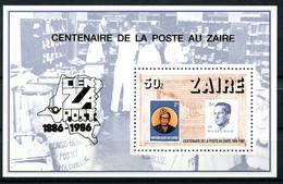 Zaire, 1986, Postal Centenary, Stamps On Stamps, MNH, Michel Block 57 - Autres & Non Classés