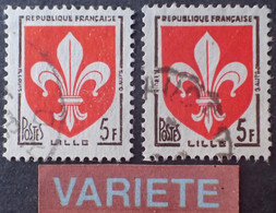 R1118/267 - 1958 - BLASON De LILLE - N°1186 ☉ - VARIETE ➤➤➤ Légendes Maigres Et Grasses - Usati