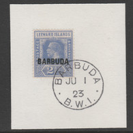 Barbuda 1922 Overprint On Leeward Islands 2.5d Bright Blue SG 4 On Piece With Full Strike Of Madame Joseph Forged Postma - Vignetten (Erinnophilie)