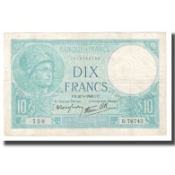 France, 10 Francs, 1940, 1940-09-26, TTB, Fayette:7.15, KM:84 - 10 F 1916-1942 ''Minerve''