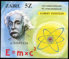 Zaire, 1980, Albert Einstein, Physics, MNH Imperforated, Michel Block 33U - Altri & Non Classificati