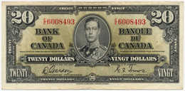 CANADA KANADA 20 DOLLARS Pick-62b George VI / Allegorical Woman "Agriculture" Signatures: Gordon & Towers 1937 VF+ - Canada