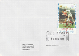 Great Britain 1996 Postal Strike Cover To Switzerland Bearing St Martin 25p (Great Britain Local) - Werbemarken, Vignetten