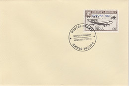 Guernsey - Alderney 1971 Postal Strike Cover To India Bearing DC-3 6d Overprinted Europa 1965 - Unclassified