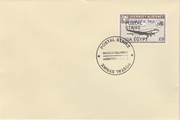 Guernsey - Alderney 1971 Postal Strike Cover To Egypt Bearing DC-3 6d Overprinted Europa 1965 - Non Classés