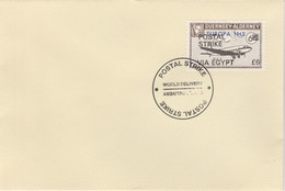 Guernsey - Alderney 1971 Postal Strike Cover To Egypt Bearing DC-3 6d Overprinted Europa 1965 - Unclassified