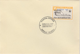 Guernsey - Alderney 1971 Postal Strike Cover To Bermuda Bearing Dart Herald 1s Overprinted Europa 1965 - Unclassified