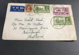 1939 British India KGV Airmail Cover With Optd. 71/2 As. On 8 As.stamps Cover To Scotland England Set Photo - Buste
