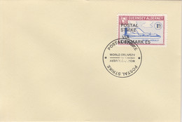 Guernsey - Alderney 1971 Postal Strike Cover To Denmark Bearing 1967 Dart Herald 1s Overprinted 'POSTAL STRIKE VIA DENMA - Unclassified