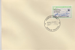 Guernsey - Alderney 1971 Postal Strike Cover To Jamaica Bearing 1967 Heron 1s6d Overprinted 'POSTAL STRIKE VIA JAMAICA £ - Unclassified