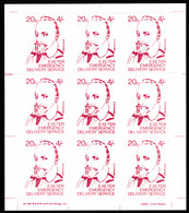 GB 1971 Exeter Emergency Delivery Service 20p-4s Label Depicting Grenville, A Complete Sheet Of 9 U/M - Werbemarken, Vignetten