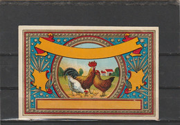 ***  ETIQUETTE *** 19 Eime - Chromo Litho Parafinée - 7x14cm   Perroquets - Oiseaux   - - Roosters