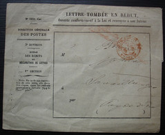 1869 Enveloppe Des Rebuts, Lettre Renvoyée à Son Auteur (N°1131) 3eme Division 1ere Section Cachet Rouge - 1849-1876: Classic Period
