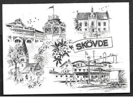 Sweden Postcard Swedair New Airport Postmark Railroadstation Church Museum Bicycle Cyclism Bike Fiets - Other & Unclassified
