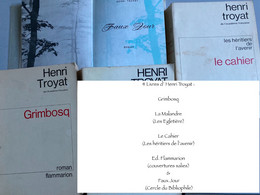 4 Livres D’ Henri Troyat : Grimbosq-La Malandre-Le Cahier ( Ed. Flammarion) & Faux Jour (Cercle Du Bibliophile) - Wholesale, Bulk Lots