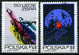 Poland 1972 Mi 2212-2213 50th Anniv. Of Soviet Union | Man And Woman; Globe With Red Star (Complete Set, Used) - Other & Unclassified
