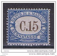 SAN  MARINO:  1939  TASSE  CIFRA  -  15 C. AZZURRO  E  BRUNO  T.L. -  SASS. 55 - Segnatasse