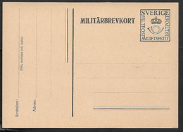 Sweden  Military Stationery Card  Fieldpost  Unused Crown Posthorn - Military