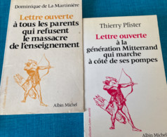 2 Livres Collection Lettre Ouverte, Ed. Albin Michel : D. De La Martinière & T. Pfister (Lettre Ouverte …. à Tous Les Pa - Wholesale, Bulk Lots