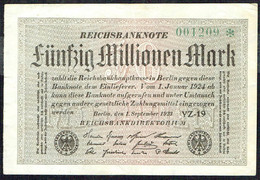 ALLEMAGNE - Reichbanknote - Fünfzig Millionen Mark - 50.000.000 Mark - Usagé - Used -  N° 001209 - Année / Year 1923. - 50 Miljoen Mark